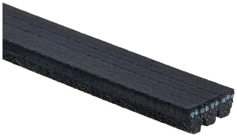 Close-up of black Stretch Fit Micro V Serpentine Drive Belt With Self Tensioning Technology For A Glove Like Fit