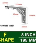 Two Pieces Adjustable Wall Mounted Triangle Folding Bracket Set For Shelves And Benches Heavy Duty Silver 8 inch stainless steel