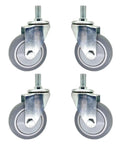 Set of four Heavy Duty Swivel Caster Wheels With Brakes For Furniture Workbenches And Carts, durable TPR rubber, top view
