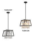 Farmhouse Crystal Pendant Light Chandelier In Black Metal For Kitchen And Dining Room Dope Industrial Vibe Fixture, On and Off