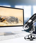 USB Digital Microscope 1600x Magnification With 8 LED Lights And Metal Stand Endoscope Camera For Windows Mac Android Plug And Play Phone Or Computer Compatible Driver Free HD CMOS Sensor on metal stand