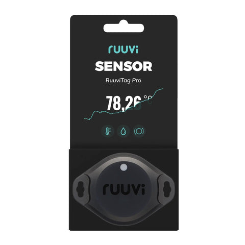 3in1 Bluetooth Temperature Humidity And Motion Sensor With Alerts And History (°C/°F) packaging, RuuviTag Pro