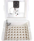 9300 Digital Still Air Egg Incubator with easy digital controls, open lid showing egg trays, self regulating temperature, holds 41 large eggs