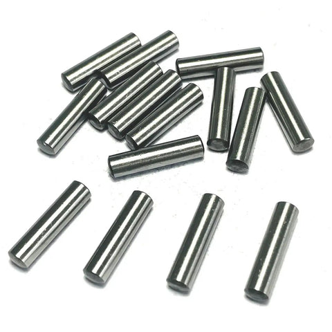 Rock Solid Heavy Duty 3/16x3/4 Inch Dowel Pins and Shelf Pegs, Hella Tough Stainless Alloy Steel Support Pins for Furniture and Bunk Beds, Top Shelf 15 Piece Builder Kit on a white background.