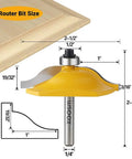 Diagram of Three Piece Raised Panel Cabinet Door Router Bit Set With Ogee Rail And Stile For Woodworking showing sizes and shape.