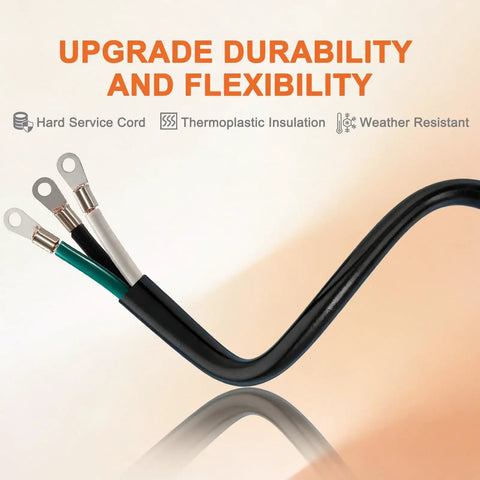 Heavy Duty 4 Foot Nema 6 50P Pigtail Power Cord Built Tough Hardwire Cable Featuring 6Awg 3C Copper Wiring showing flexible connection ends.