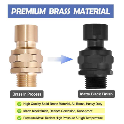 Brass Shower Head Swivel Ball Adapter Adjustable Shower Arm Connector Universal Showering Component Matte Black Finish Heavy Duty High Pressure Water Flow Durable Corrosion Resistant Upgrade No Fuss Easy Install, matte black brass adapter