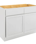 Slick Pure White Shaker Bathroom Vanity Cabinet Featuring Buttery Smooth Soft Close Doors, 42 Inch Wide cabinet without top.