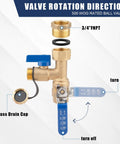 Essential Tankless Water Heater Valve Kit With No Sweat Pressure Relief Valves And Quick Connect Npt Adapter Fittings, 500 WOG ball valve