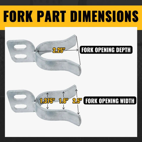 One And Three Eighths Inch Chain Link Gate Hinges Kit With Beefy Male And Female Hinges Galvanized Steel Fork Latch dimensions diagram