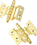 2 Pcs Gold Crown Hinge Set For Cabinets And Doors, Vintage Wooden Jewelry Boxes, 40mm Zinc Alloy Hardware With Eight Holes