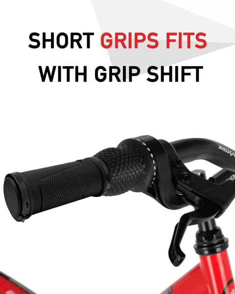 Non Slip Bike Handlebar Grips For Mountain BMX Beach Cruiser And Kids Bikes Replacement Rubber Ergonomic Hand Grips Soft Grippy Comfortable Grip With Long Or Short Versions Universal Fit on a bike handlebar with grip shift