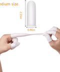 Disposable Latex Finger Cots 350 Pcs Medium Anti Static Rubber Fingertip Protectors stretched to show elasticity
