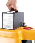 High Power Northsky Electric Pallet Jack Replacement Battery 12 Volt Sealed Lead Acid Pack positioned on electric pallet jack.