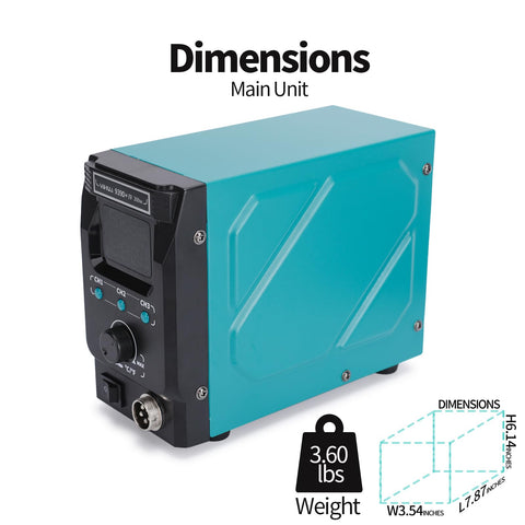 Beefy 300W Soldering Station For Stained Glass Adjustable Temperature unit with dimensions and weight displayed.