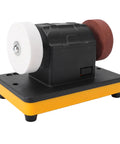 Eujgoov Mini Bench Grinder Electric Polisher Sander 2000-6000Rpm Variable Speed Copper Motor with dual wheels for sharpening.