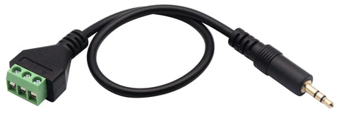 3.5mm Audio Male to 2 Pin Bolt Screw Terminal Female Cable Extender, 30cm Long, Black, Stereo Headphone Adapter