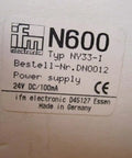Dn001 Power Supply Switching Amplifier 110 V AC Netzteil Module For Industrial Automation, Used Good Condition, Dn0012 Pro Grade Controller For PLC Systems And Sensors, Heavy Duty Build, Ready To Install. Label on ifm electronic N600 power supply, 24V DC/100mA, made in Germany.