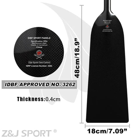 Lightweight Carbon Fiber Dragon Boat Paddle Adjustable From 43 To 52 Inches IDBF Approved Oar With Blade Dimensions
