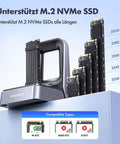 Badass M2 NVMe SSD Docking Station With USB4 40Gbps Transfer Speed showing compatible M.2 SSD sizes and types.