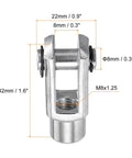 Beefy Air Cylinder Rod Clevis End Y Connector Set, 3 Pack, 42mm Length, M8x1.25 Female Thread, Silver, Made From Low Carbon Steel For High Strength, Wear Resistance And Smooth Automatic Equipment Fit For Industrial Use, 42mm size