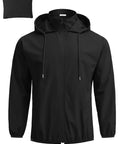 Mens Hooded Packable Rain Jacket Waterproof Breathable Windbreaker For Travel Golf And Hiking Ultralight Rain Gear Black Large Size