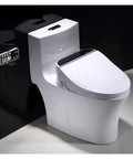Super Sleek Square Black Smart Toilet Seat Bidet with remote control and modern design mounted on bathroom fixture.