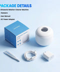 Ultrasonic Retainer Cleaner Machine With 44kHz Wave Action Deep Clean For Night Guards Mouth Guards Dentures Aligners And Jewelry 200ml Capacity White No Sweat One Button Start with accessories