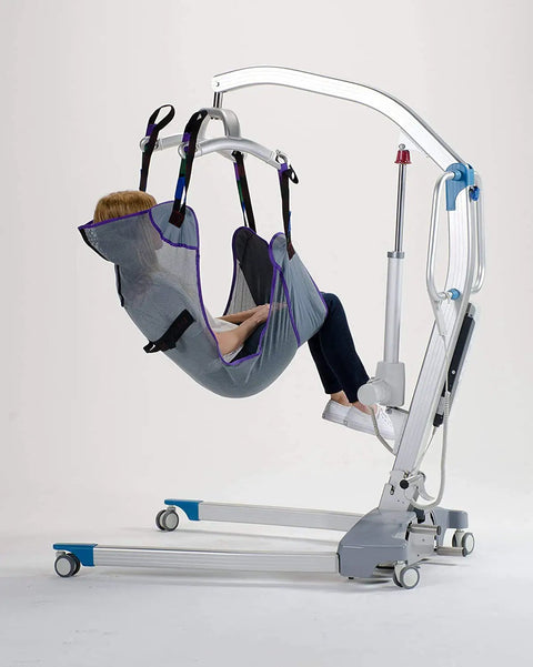 The Ultimate Patient Aid Full Body Mesh Sling For Safe And Effortless Bed To Wheelchair Transfers with reinforced straps on lift.