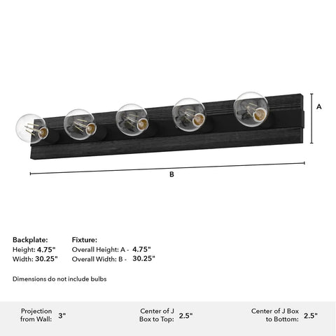 Donelson Vanity Light In Natural Iron Finish, Transitional Modern Bath Lighting, 5-light steel fixture, 30.25x30.25x4.75 in