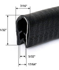 Heavy Duty U Shape Door Edge Protectors 10 Ft Weather Stripping Steel Core Slide On Rubber Seal detailed dimensions of rubber seal