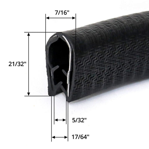 Heavy Duty U Shape Door Edge Protectors 10 Ft Weather Stripping Steel Core Slide On Rubber Seal detailed dimensions of rubber seal