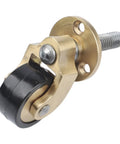 Solid Brass Caster Wheels 4pcs Silent Bearing Furniture close-up view of a single caster with black wheel and metal mount.