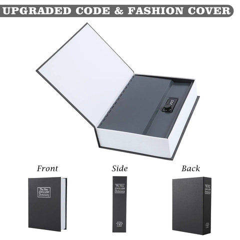 Open Extra Large 10.5 Inch Diversion Book Safe With 3 Digit Combination Lock Hidden Money Safe In Plain Sight Black Metal Lock Box