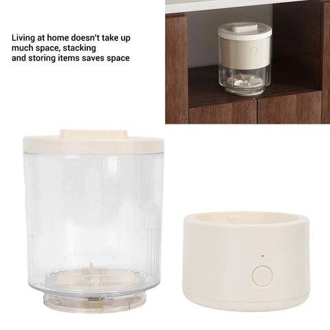 Portable Mini Washing Machine 1.6L Rechargeable Cordless Foldable Design showing clear tank and base for easy storage.