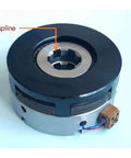 24V Direct Current Electromagnetic Clutch Multi Plate Toothed Disc High Torque Industrial Workhorse Compact Spline Shaft side view showing spline design.