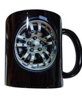 Solid Build Ceramic Coffee Mug with tire design, 11oz size, smooth glazed finish, ideal for hot or cold drinks.