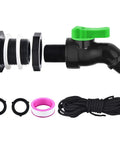 Full Flow Rain Barrel Spigot Kit With Bulkhead Fitting And Drain Valve for rain barrels and water tanks, three-quarter GHT outlet
