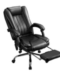Massaging Office Chair With Foot Rest And Heat, 6 Point Vibration, Ergonomic Big And Tall Desk Chair For 500lbs in black leather