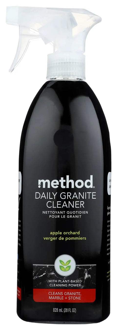 Granite Spray Cleaner That Delivers Streak Free Shine On Granite Marble And Stone Surfaces Non Toxic Plant Based Formula With No Harsh Chemicals Leaves No Fuss Sparkling Residue Free Finish 28 Oz black bottle with spray nozzle