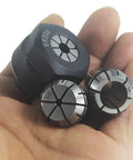 Close-up of ER20 Collet Nut Set For CNC Milling And Lathe Tools Pro Grade Includes One Eighth Inch One Quarter Inch And One Half Inch Collets