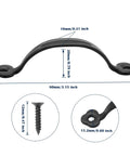 Diagram of 12 Pack Rustic Barn Door Handles Do It All Black 3 Inch Gate Pulls For Cabinets Closets Garage Drawers Indoor Outdoor Use 66mm Hole To Hole Screws Included, showing dimensions and screw details.