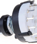Side view of 3P4T Rotary Switch Band Selector With Knob 4 Pole 3 Position Single Deck Black Finish Smooth Encoder Style Switch
