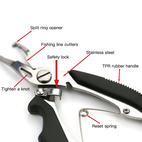 Close-up of the split ring plier from 200 Piece Fishing Stainless Steel Split Ring Set With 5 Sizes And Split Ring Plier Pro Grade