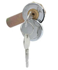 Cam Lock Padlock For Security Doors And Cabinets 16mm Camlock With 2 Keys showing lock and inserted key