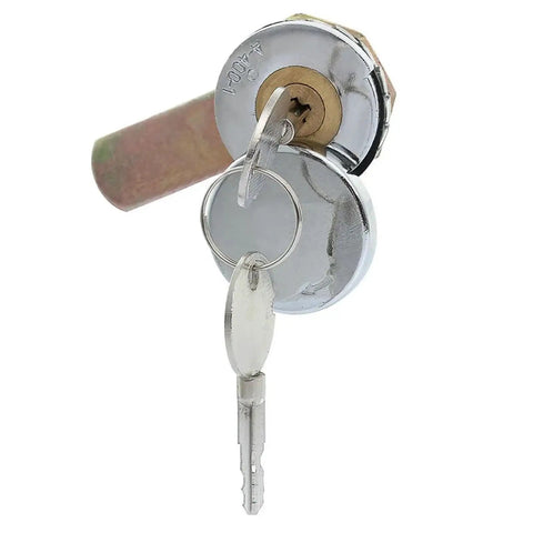 Cam Lock Padlock For Security Doors And Cabinets 16mm Camlock With 2 Keys showing lock and inserted key
