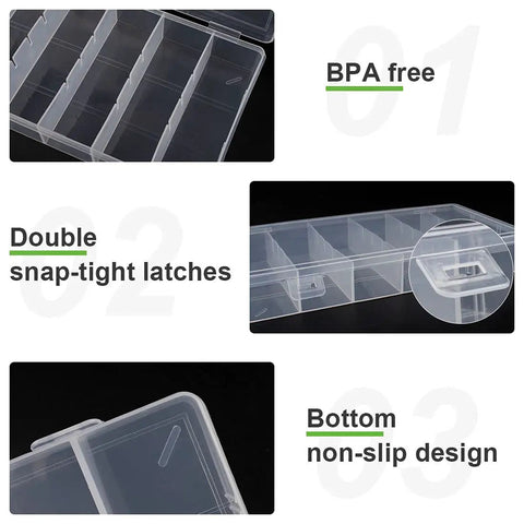 Clear See Through Plastic Storage Box 2 Pack Grab And Go Portable Organizer with snap-tight latches and non-slip design.