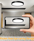 2 Pack LED Flush Mount Ceiling Light Fixtures 9 Inch Black Modern Slick Low Profile Flat Surface Mount 18W 5000K Daylight