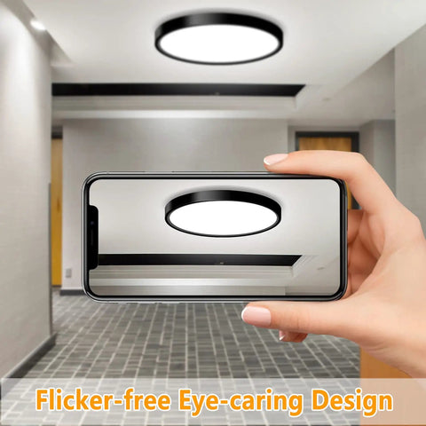 2 Pack LED Flush Mount Ceiling Light Fixtures 9 Inch Black Modern Slick Low Profile Flat Surface Mount 18W 5000K Daylight