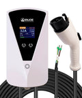 Slick Level Two EV Charger With J1772 Connector, 32 Amp output, 25 foot cable, designed for home use, wall-mounted.